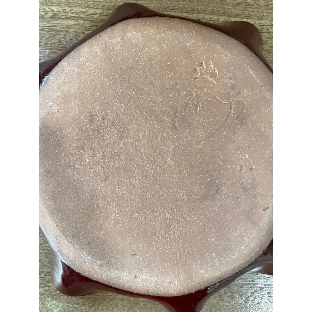 Vintage Handmade Studio Pottery Lidded Dish Deep Red Glaze Signed Artisan